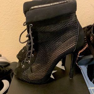 Black stiletto wedges